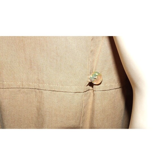 Talbots Petites Size 8 Linen Blend Tan Shift Dress Button Dress Safari Collared - Picture 7 of 13